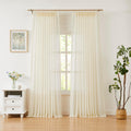 Cream Pinch Pleated Sheer Curtains Set of 2