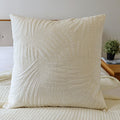 Cream Leaf Embroidered Cotton Euro Pillow Shams