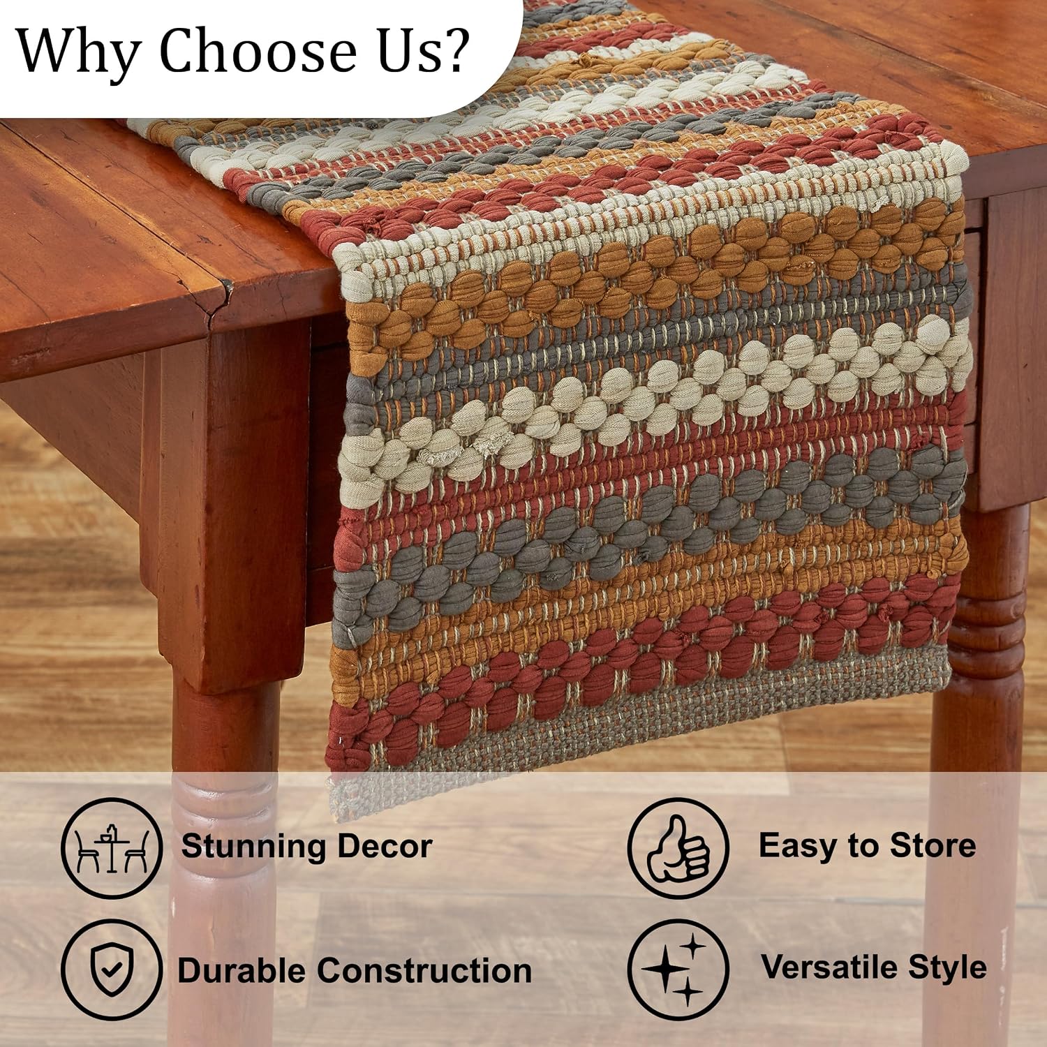 Gathered Pumpkin Chindi Cotton Table Runner