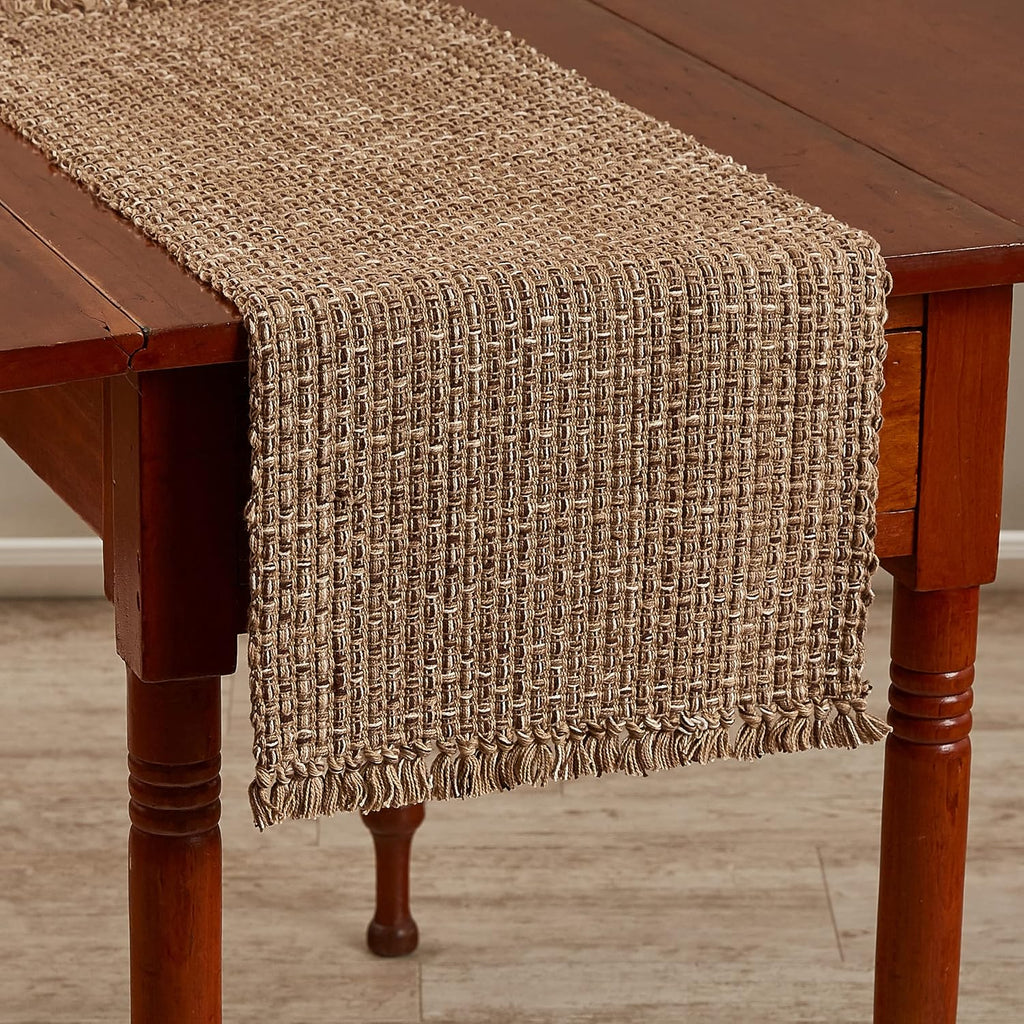 Tweed Hand-Loomed Fringed Table Runner