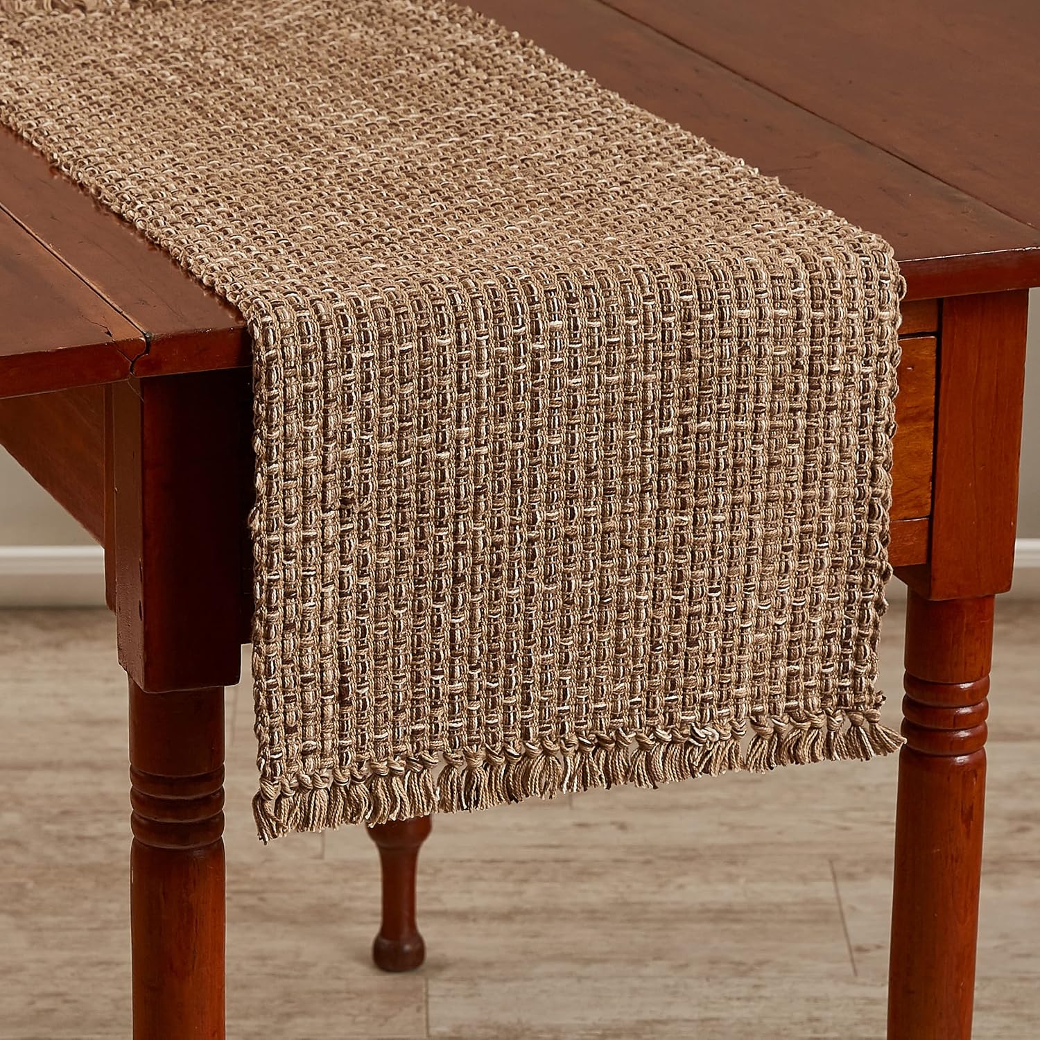 Tweed Hand-Loomed Fringed Table Runner