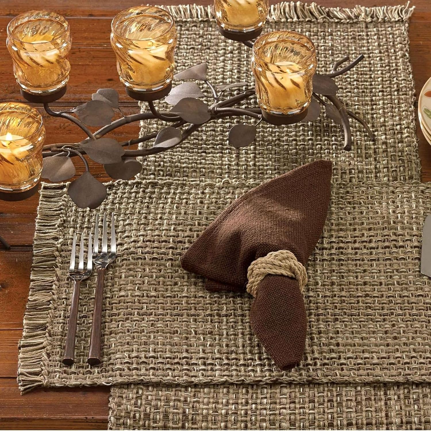 Tweed Hand-Loomed Fringed Table Runner