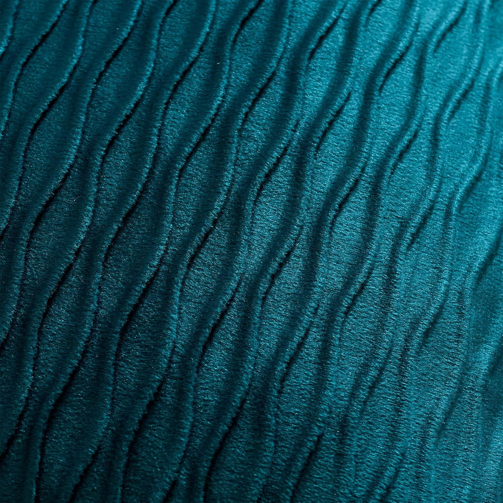 Teal Ripple Striped Velvet Pillow Covers Set of 2