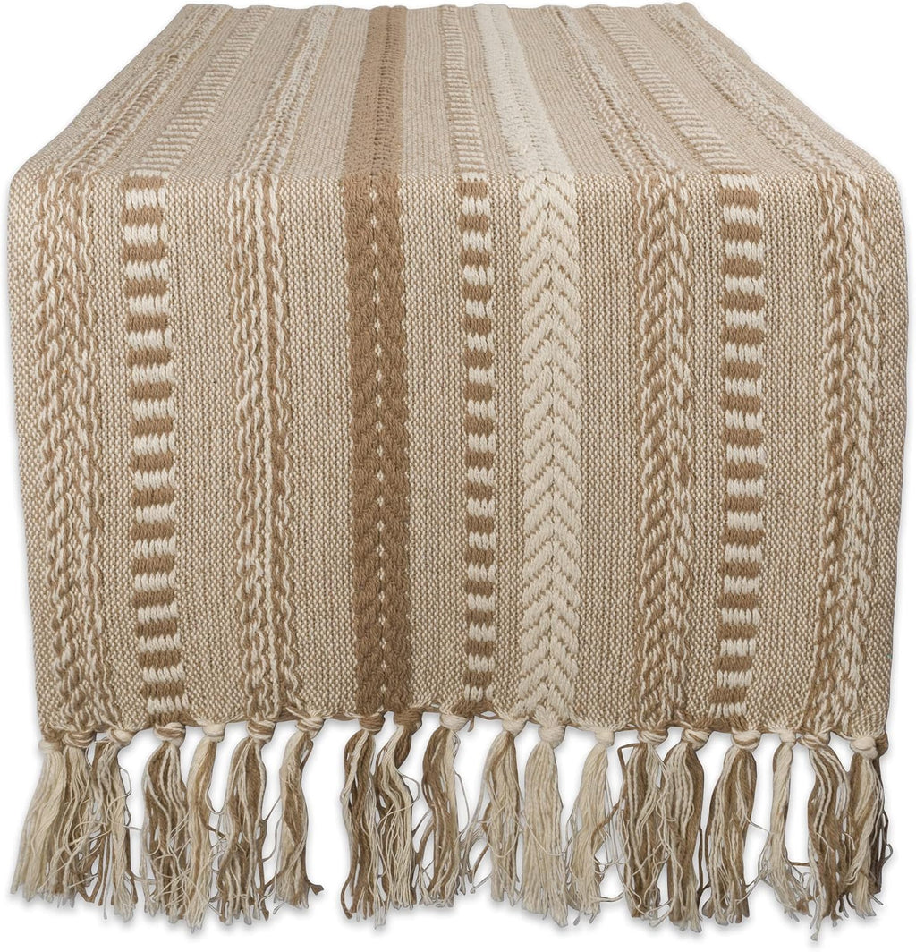 Braided Stripe Cotton Farmhouse Table Runner
