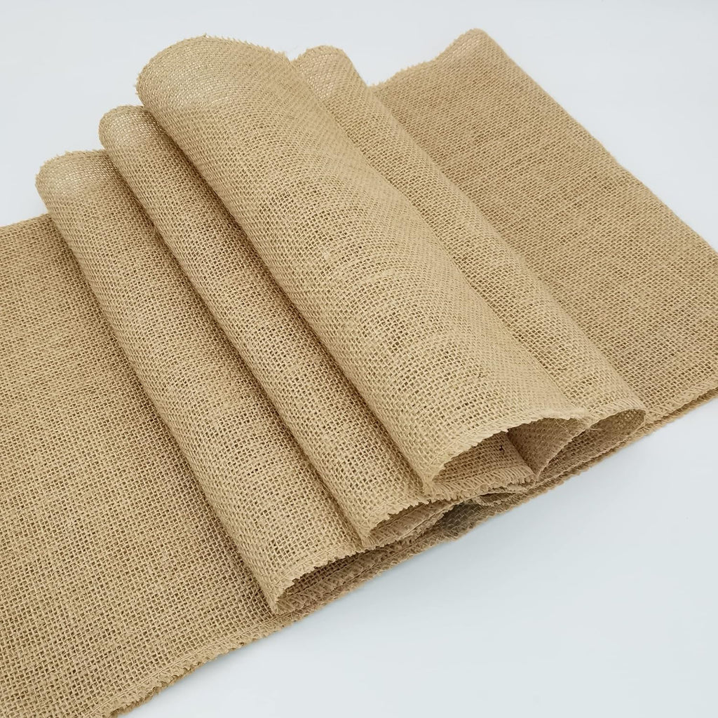 Rustic Burlap Farmhouse Table Runner Set