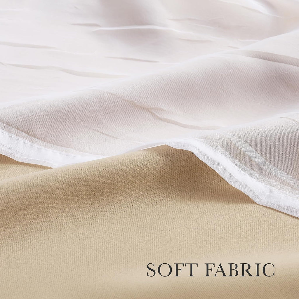 Biscotti Beige Double Layer Curtains Set of 2