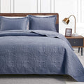 Coin Pattern Blue Lightweight Quilt Set