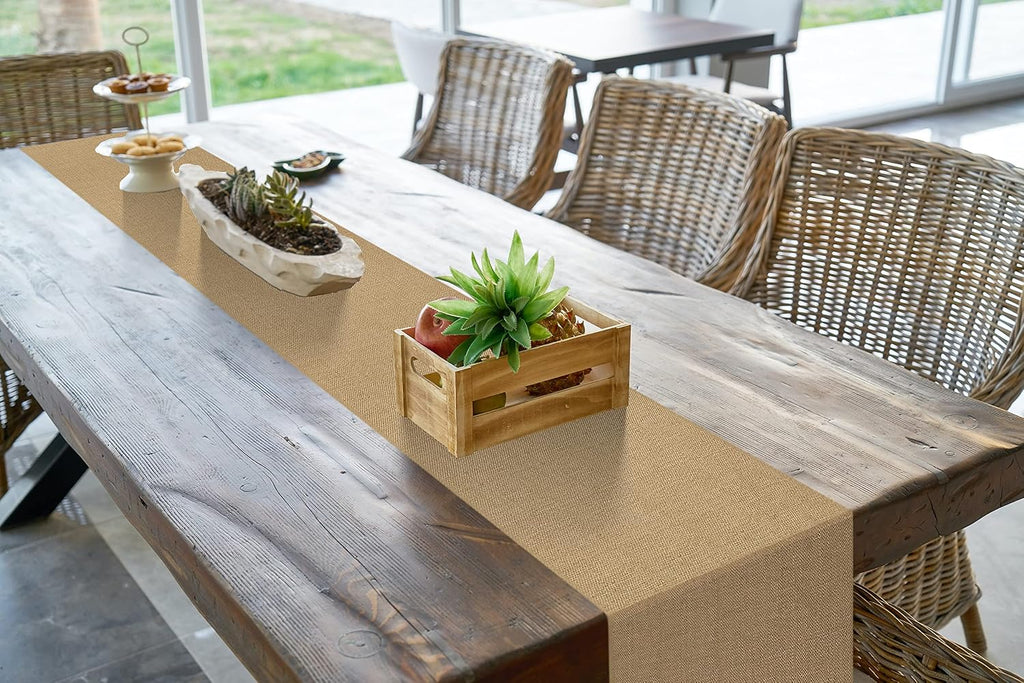 Rustic Burlap Farmhouse Table Runner Set